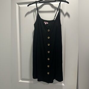 Black spaghetti strap dress with buttons